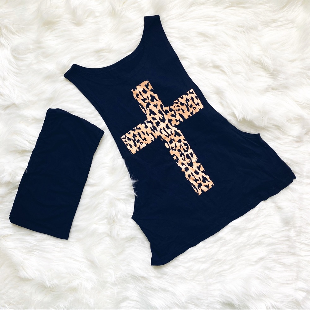 Leopard cross print tank top